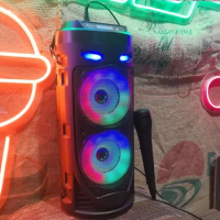ZQS4239 Portable Column 30W Big Power Dual Speakers Led Light Wireless Super Bass Stage Party Karaoke BlueTooth Speaker with Mic