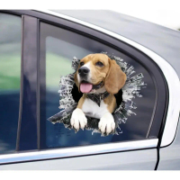 -YXT YXT {Beagle} Pelekat Kereta Anjing Pemantul Berkelah (Beagle), Pelekat Vinil Tahan Lama untuk P
