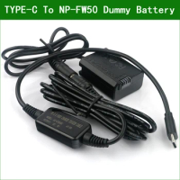 AC-PW20 USB Type-C NP-FW50 Dummy Battery Power Adapter DC coupler For Sony ZV-E10 ZV-E10L DSC-RX10M4 a7S
