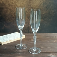 極簡無鉛水晶高腳杯螺旋香檳杯復古法式玻璃洋酒杯小眾中古杯家用