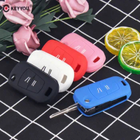 KEYYOU 2 Buttons Flip Silicone Car Key Cover Fob Case For Vauxhall Opel Astra Vectra Zafira Omega Folding Key Shell Car Styling