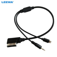 LEEWA Car AMI/MDI Interface To 3.5mm Male Audio AUX + Lightning Jack Charge Only Adapter Cable For Audi/Volkswagen(09~14)