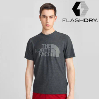【The North Face】男新款 FlashDry 閃電快乾短袖圓領吸濕排汗衣(亞洲版型)4UAL-KS7 黑灰 