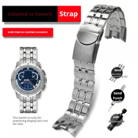 For Swatch YRS403 YR412 YR402G Waterproof Stainless steel Metal Watch strap 21mm Man Silver Refined steel Bend joint Watchband