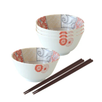 【Just Home】日本製祥瑞陶瓷4.8吋飯碗附筷6件組/麵碗2件組(日本製 中式飯碗 麵碗)