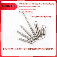 304 Stainless O Ring Hook Coil Cylindroid Helical Pullback Extension Tension Spring Steel Wire Diameter 0.3mm 0.4mm 0.5mm