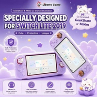 GeekShare Mikko Sweet Ice Cream Purple Soft Silicone Protective Case + 2 Thumb Grip For Nintendo Swi