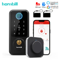 Hornbill Fingerprint Smart Door Lock G2 Wifi Gateway Keyless Entry Front Deadbolt Locks Digital Lock Waterproof Home Security