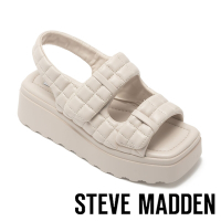 STEVE MADDEN-WESTERLY 格紋壓紋雙帶厚底涼鞋-米杏色