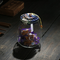 軟木塞透明玻璃茶葉罐密封茶罐精美布蓋糖果干果花茶罐子儲物盒子