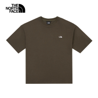 【The North Face】北面UE男款灰褐色重磅純棉舒適透氣休閒短袖T恤｜885R21L