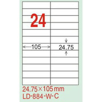 【龍德】LD-884(直角) 雷射、影印專用標籤-紅銅板 24.75x105mm 20大張/包