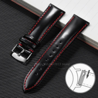 Glossy Cowhide Leather Strap for Omega for Seiko for Samsung Watch Band 20mm 22mm Genuine Cordovan Wristband Men's Accessories