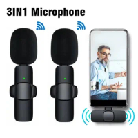 K9 Professional Wireless Lavalier Mini Microphone for Android Type C iPhone 11-14 Live Broadcast Gaming Recording Interview Vlog