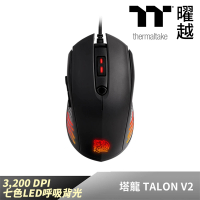 【Thermaltake 曜越】塔龍 TALON V2 光學電競滑鼠 3200dpi靈敏度 七彩背光(MO-TLN-WDOTBK-01)