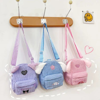 MINISO Sanrio Kuromi My Melody Crossbody Bag Cute Cinnamon Plush Women's Bag Kawaii Cinnamorroll Crossbody Bag Anime Children's