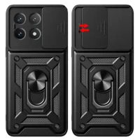 For Poco X6 Pro 5G Case Slide Camera Lens Protect Armor Phone Cases For Poko Little X6 X 6 Pro X6pro Pocox6pro Ring Holder Cover