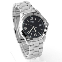 CASIO卡西歐 低調黑面商務風格腕錶 日期窗 不鏽鋼材質錶帶 柒彩年代【NEC107】