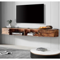 Wall TV Stand with Cabinet, Mounted TVs Shelf with Door Media Console, Floating Cabinet Desk Storage, Wall TV Stand