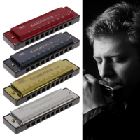 10 Holes Key of C Blues Harmonica Musical Instrument Educational Toy with Case Compact and light-weight For music lovers