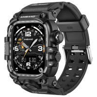 【Amband】Apple Watch 專用保護殼 ☆ M3 美國鋼鐵特攻軍規 黑色TPU 錶帶(46mm - Apple Watch 10)