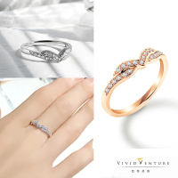 【Vividventure 亞帝芬奇】14K玫瑰金 14分 天然鑽石 真鑽 戒指 青羽(線戒/排戒款)