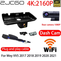 ZJCGO 4K DVR Dash Cam Wifi Front Rear Camera 24h Monitor For Wey VV5 2017 2018 2019 2020 2021