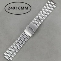 24X16mm Beads Watches Accessories Stainless Steel Bracelet for Seiko SRPD63K1 Skx007 009 Strap Men Silver WatchBand Safe Buckle