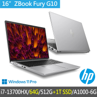 【HP 惠普】特仕升級64G+1.5T_16吋i7行動工作站(ZBook Fury G10/8G9B0PA/A1000/i7-13700HX/64G/1.5T SSD)