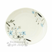 小禮堂 Hello Kitty 日製陶瓷圓盤《白.藍花》點心盤.沙拉盤.金正陶器
