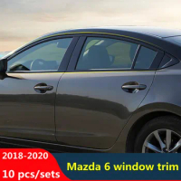 CEYUSOT FOR New Mazda 6 Window Trim Car Shutter 2018 2019 20 Mazda6 Body Kit Car Window Modification Black Accessories 10 Pieces