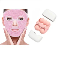 2pcs-in-1 gel ice hockey mask+Facial Ice Roller combination, can be used for cold compress and hot compress, reusable face mask