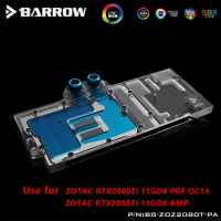 BARROW Water Block Use for ZOTAC RTX2080Ti 11GD6 AMP / PGF Extreme OC14 / Support Original Backplate 5V 3PIN Header RGB