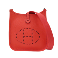 【二手名牌BRAND OFF】HERMES 愛馬仕 紅色 TC皮革 Mini Evelyne 肩背包