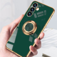 La19-For Samsung Galaxy M14 M54 A24 A54 A34 A14 4G 5G Case Luxury Plating Solid Color Magnetic Kicks