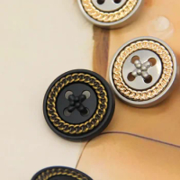 Retro 4 Holes Gold Metal Sewing Buttons For Clothes Men Coat Blazer Blouse Uniform Decorative Handmade DIY Sewing Crafts
