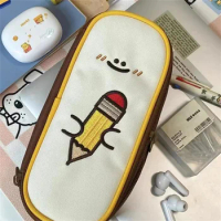 Kawaii Embroidery Pencil Cases Large Capacity Pencil Bag Pouch Holder Box Office Student Stationery Organizer School Supplies