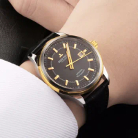 Reef Tiger Dress Men Automatic Mechanical Watch Steel Yellow Gold Miyota 9015 Super Luminous Business Clock with Date RGA8015