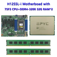 For Supermicro H12SSL-i Motherboard +1* EPYC 75F3 32C/64T 2.95GHz 256MB 280W CPU Processor+ 2*32GB=64GB DDR4 3200mhz RAM