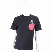 KARL LAGERFELD x Disney 唐老鴨印花拼接口袋黑色純棉短袖TEE T恤(中性款/男女可穿)