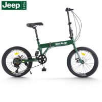 Jeep foldable bicycle for adults, men and women, 20 inch ultra light variable speed bicycle for children student small scooter