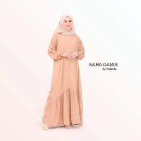 Gamis Polos Basic Syari Termurah Dress Muslim Bahan Morena Wanita Premium Karet - Nara Rafanda Fit P