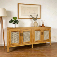 bufet tv retro rotan,kabinet tv kayu jati