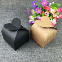 20 pcs brown/black kraft paper with heart box wedding party candy/cookies/chocolate box DIY baby soap box