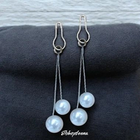A187 anting hijab juntai panjang double pearl_anting jilbab #1 pearl SILVER PNT