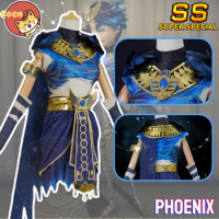 CoCos-SS Game Identity V Phoenix Embalmer Cosplay Costume Game Identity V Cosplay Aesop Carl Phoenix Egypt Style Gold Blue Suit