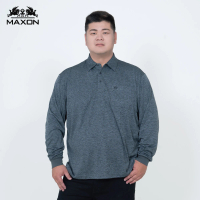【MAXON 馬森大尺碼】台灣製/麻灰襯衫領吸排薄長袖POLO衫XL-4L(83804-85)