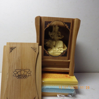 精品黃楊木張天師木雕佛像佛龕(盒子10.8釐米*7.6釐米*5.2釐米)
