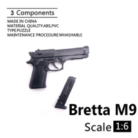 1/6 Bretta M9 4D Gun Model For 12" Action Figure Plastic Black Soldier Weapon Accessory