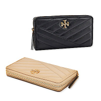 TORY BURCH Kira Chevron 羊皮縫衍拉鍊長夾 (多色選)